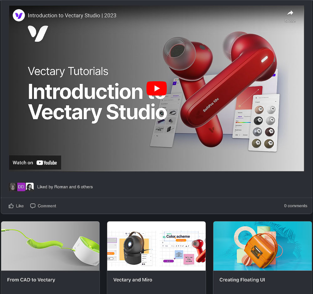 Vectary tutorials image